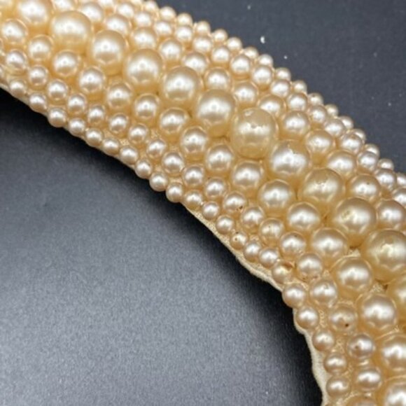 Vintage Glentex Ivory Pearl Beaded Collar 1950's 1960’s Japan Handmade LOOK READ - Picture 8 of 14